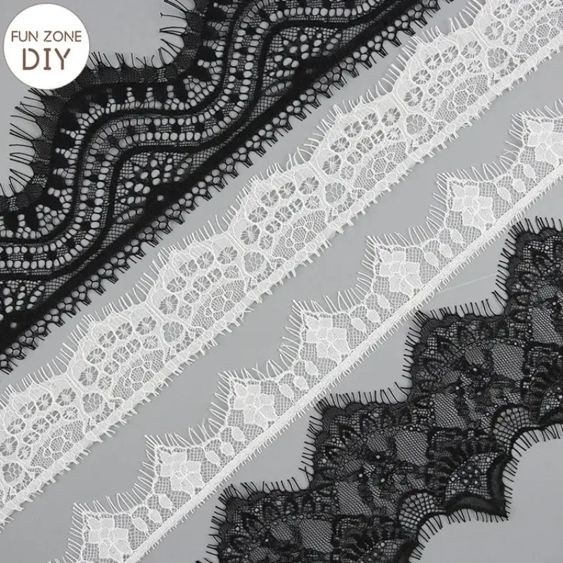 FZdiy 10cm White Black Lace Fabric Webbing Decoration Love Gift Packing Ribbon DIY Sewing Craft Supplies Wedding Decor