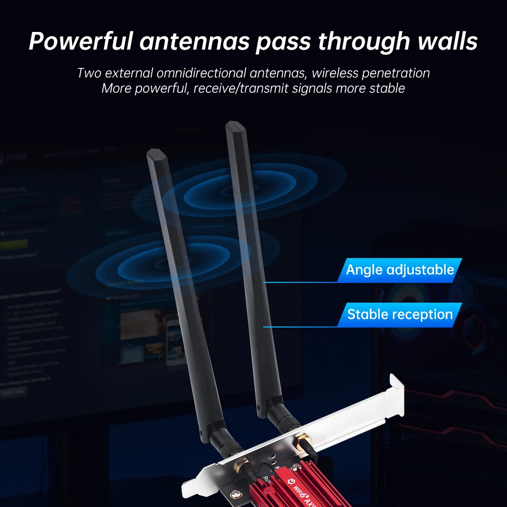 WiFi 6 PCIe Card FV-AX900 Wireless Bluetooth 5.4 Dual-Band 2.4G/5.8GHz High Speed Network Card for Windows 10/11 Desktop PC