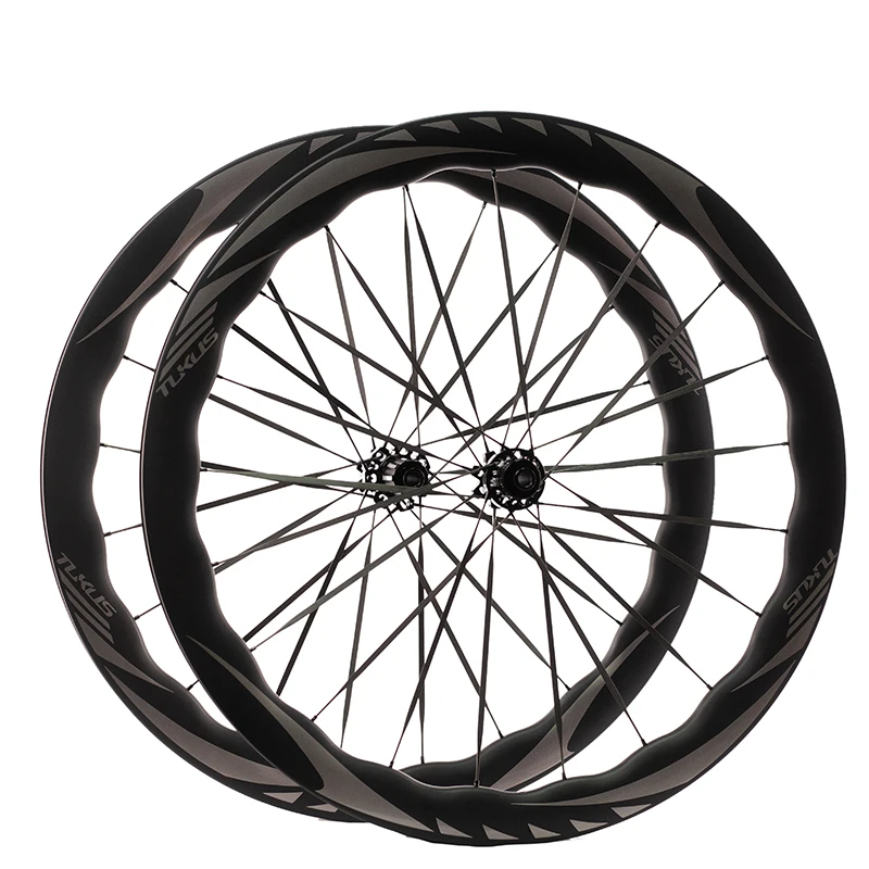 TUKUS Carbon Wheelset Wave Carbon Spokes Rim RATCHET 36T Road Bike Wheelset Disc Brake Road Racing Wheelset Bicycle Wheelsets