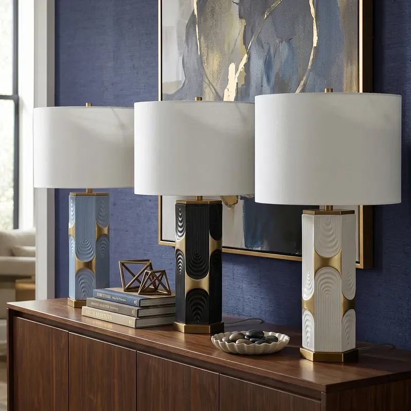 Italian Luxury Ceramic Cylinder Light Fixture Living Room Decor Led Illumination Bedroom Beside Lamps Study Book Lighting 2026