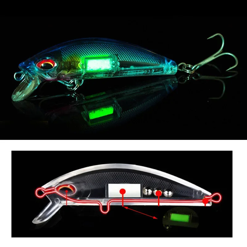 3D Eyes Luminous Minnow Fishing Lures 7cm 11.5g Jig Sinking  Wobblers Hard Bait Artificial Crankbait Night Fishing Pesca