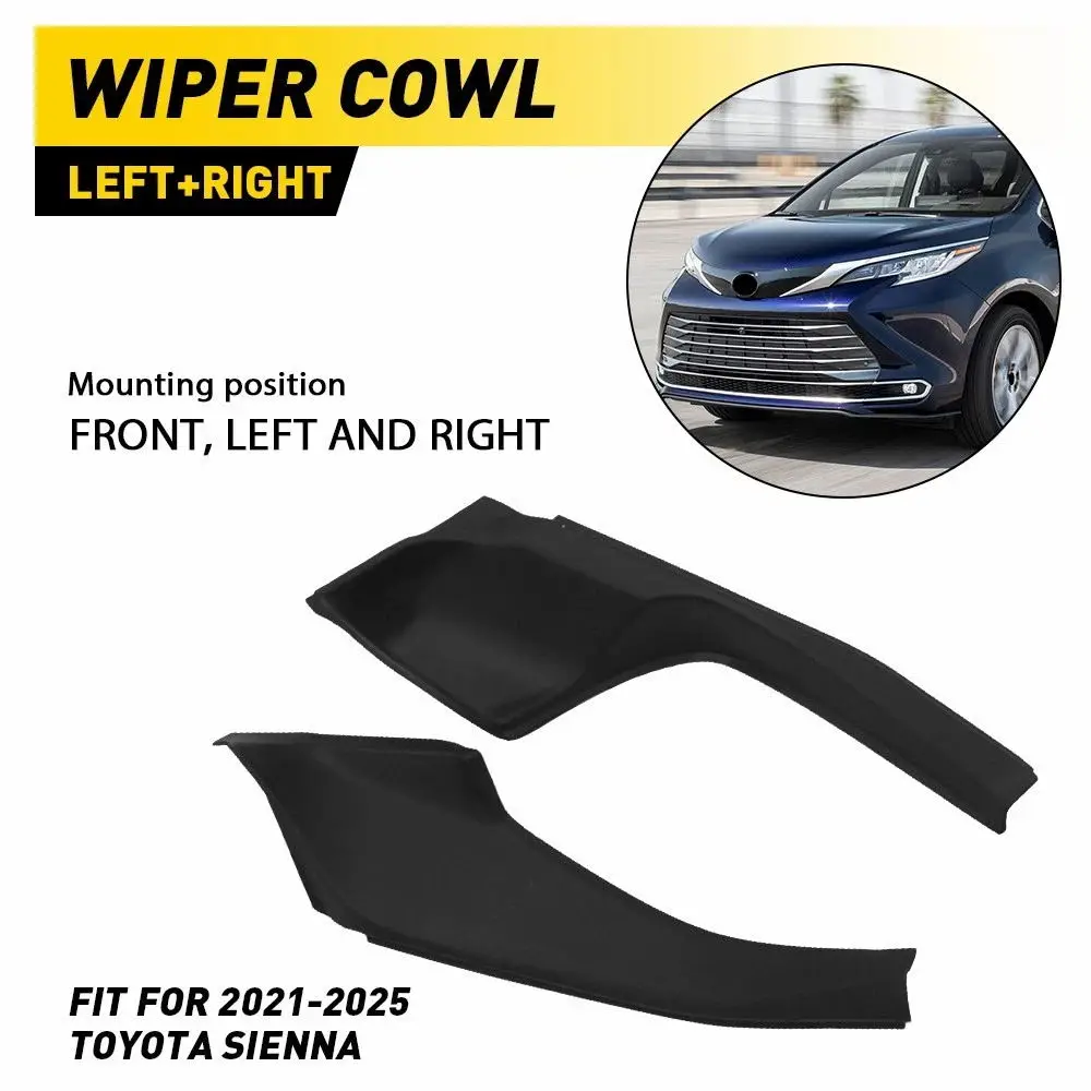 Front Windshield Wiper Side Cowl Extension Fender Cover Trim For Toyota Sienna 2021 2022 2023 2024 2025 53866-08030 53867-08030