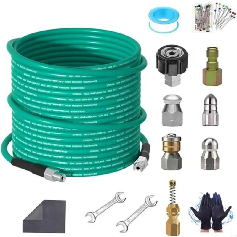 50FT High Pressure Drain Cleaning Flexible PVC Pipe for Efficient Unclogging in Tight Space Home and Commercial M4YD