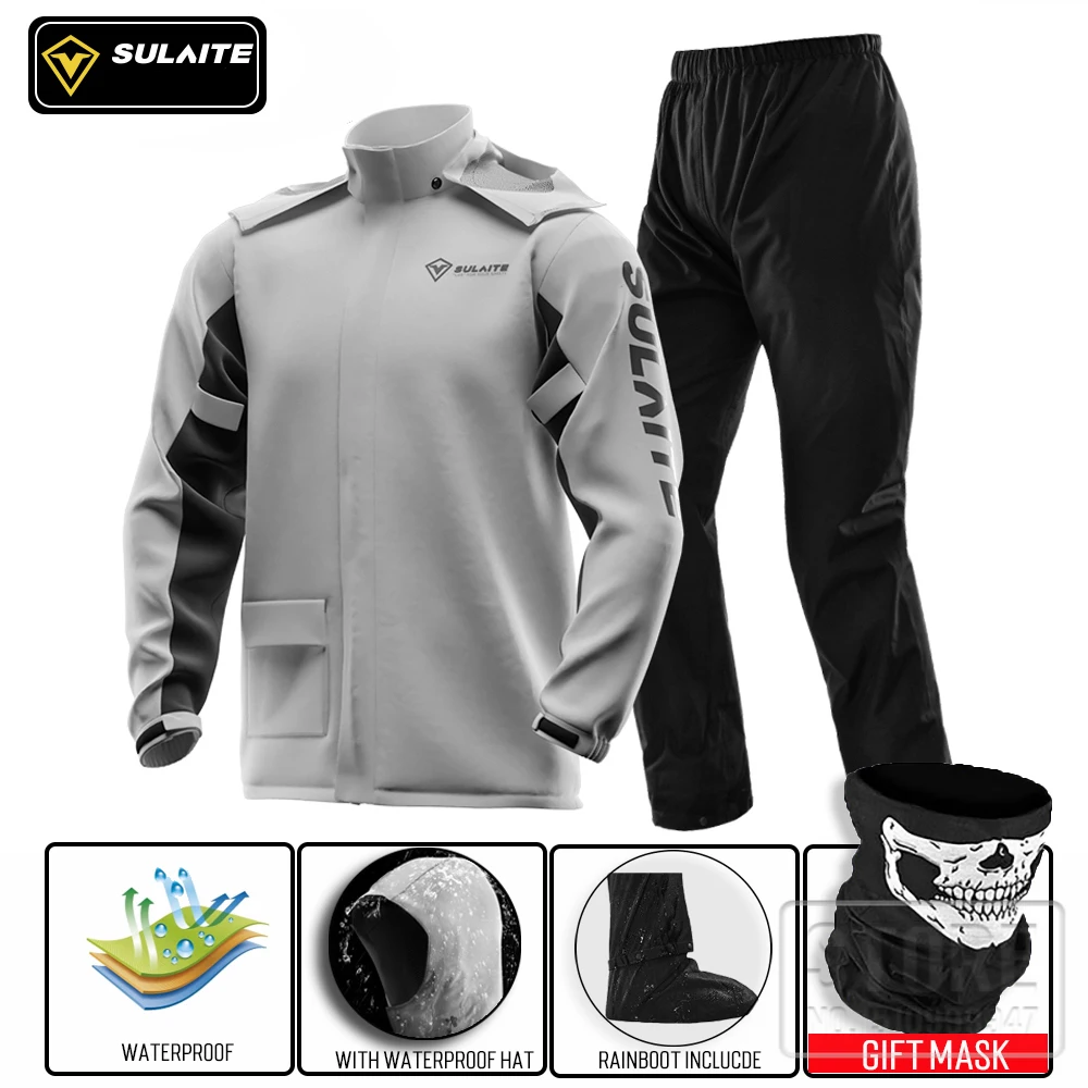 Impermeável à motocicleta com tampa de sapatos, Rainwear Suit, Ultrathin Rain Coat, ciclismo, pesca, escalada, roupas ao ar livre