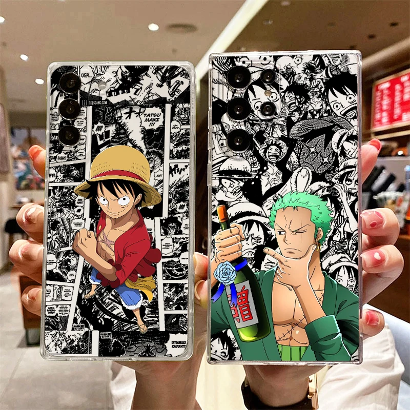 Anime One Piece Luffy Zoro For Samsung S24 S23 S22 S21 S20 FE S10 S9 S8 Plus Ultra Pro Lite 5G Transparent Soft Phone Case