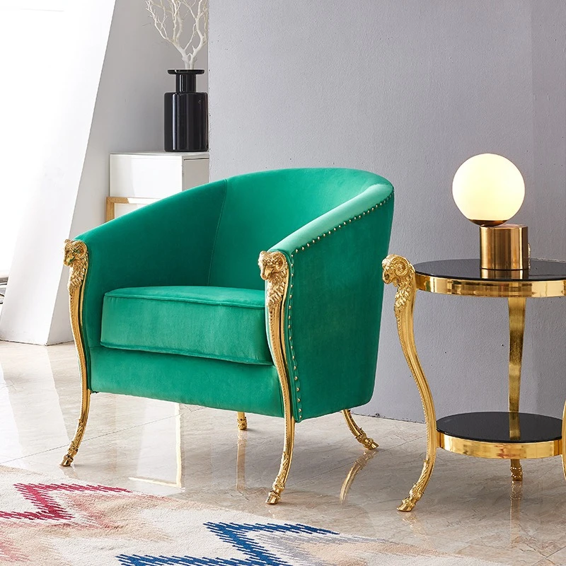 Bedroom American light luxury single sofa chair modern simple small apartment living room leisure chair sheep head armrest chair