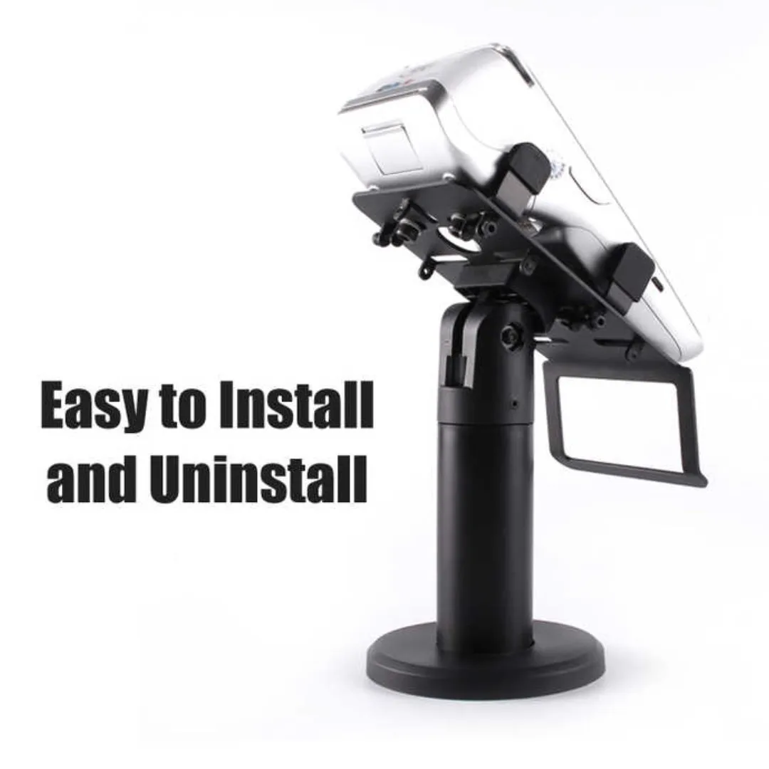 Metal pos terminal machine stand with adjustable size function suitable for universal mpos and pos machine devices bracket mount