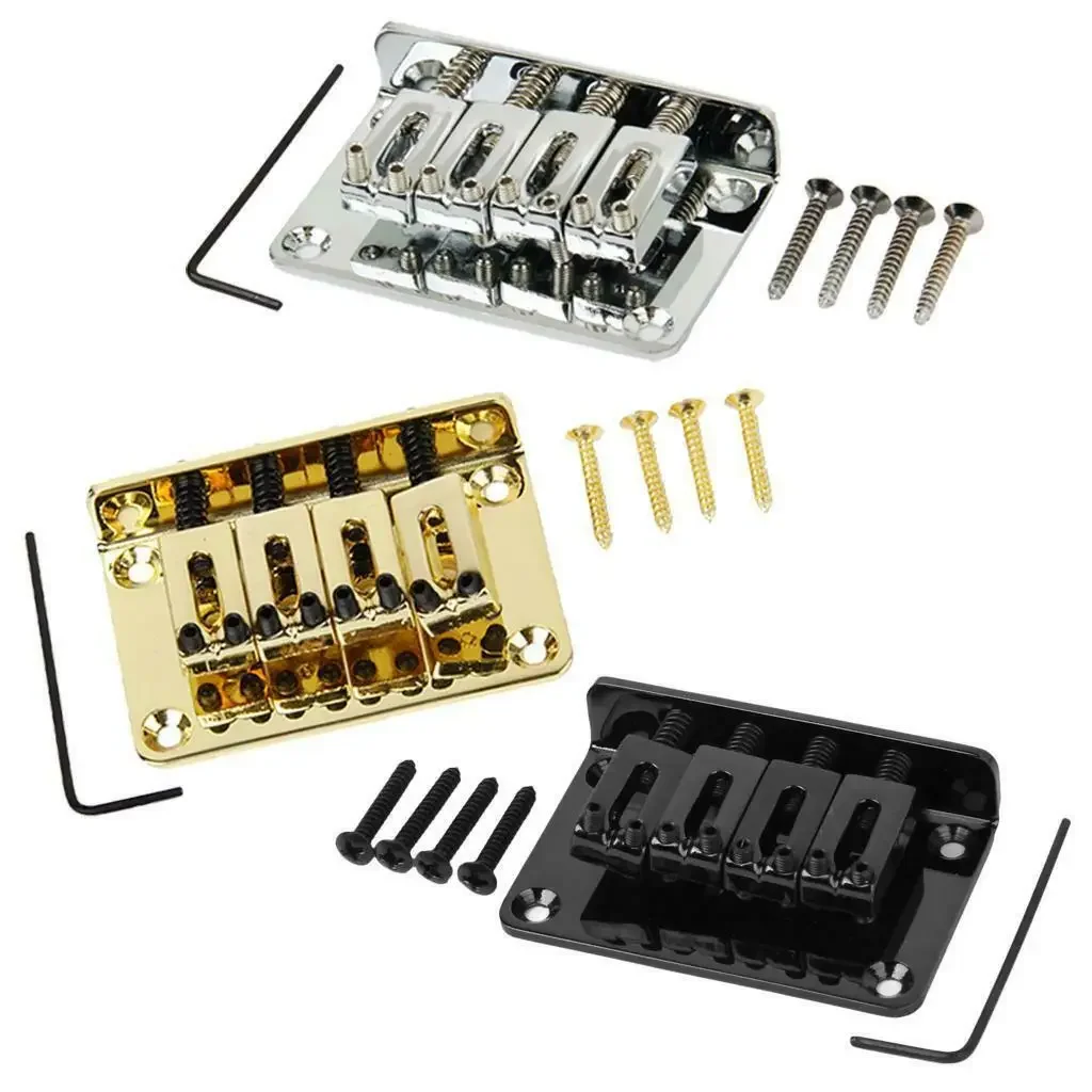 Schwarz/Chrom/Gold 4-Saiten E-Gitarrenbrücke für Bass-Ukulele-Teile