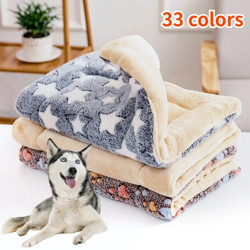 Fleece Dog Blanket Machine Washable Pet Bed Mat Soft and Warm Cat & Dog Cage Sleep Mat for Kennel Crate Cushion for Large Dogs