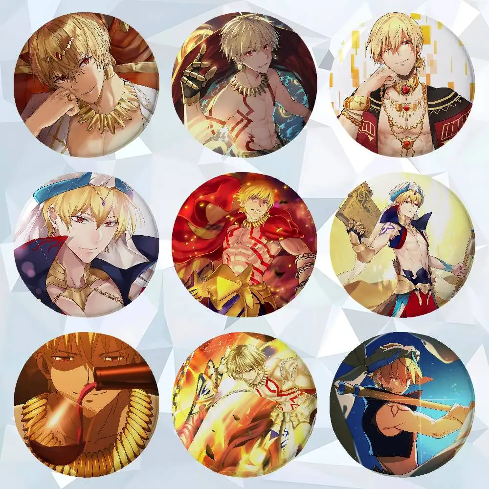 Cartoon G-Gilgameshs Premium Tinplate Round Lapel Pins: Cute Badge Brooches For Shoulder Bag Accessories, Souvenir Gifts