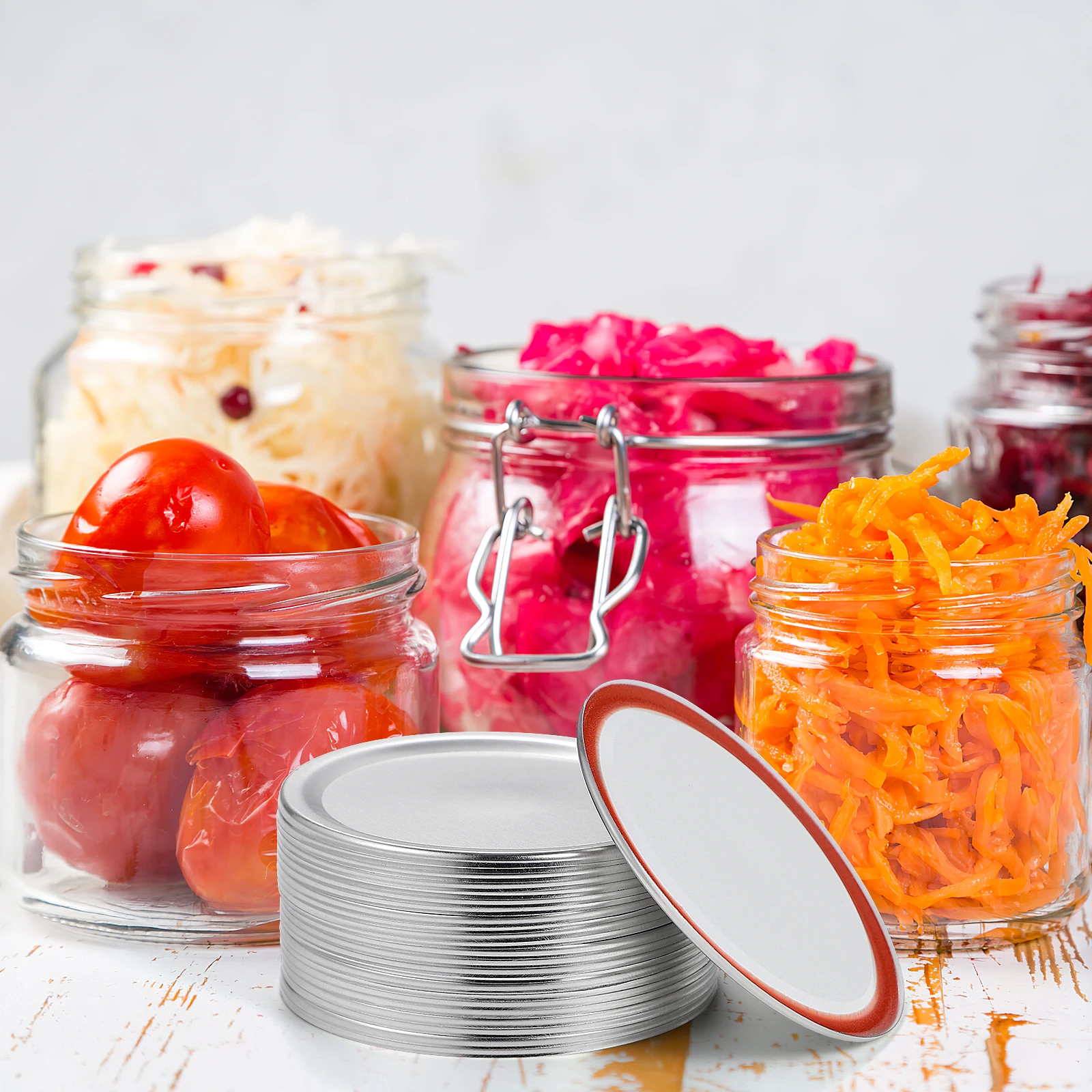 

24pcs Metal Mason Jar Lids Tinplate Covers 70mm Golden Sealing Caps Storage Solid High Temp Resistance No Air Leakage