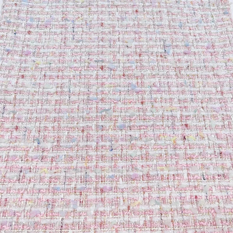Pink Color Ribbon Yarn-Dyed Braided Tweed Fabric For Women\'s Autumn Jacket Dress Suit Coat Handbag DIY Cloth Sewing Fabric