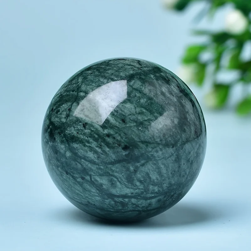 1PC Natural Indian Green Crystal Ball Quartz Ball, Hand Health Massage Handball, Beautiful Stone, Home Decoration, 40-42mm