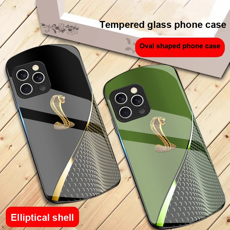 Gradient Golden Snake For IPhone 16 Pro Max 15 Pro 14 13 12 Mini 11 XS Max XR 7 8 Plu SE 2022 Elliptical Glass Phone Case