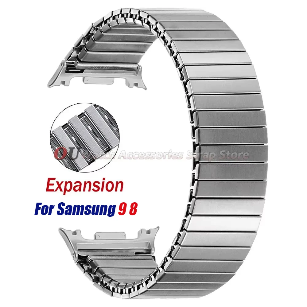 Für Samsung Galaxy Watch 9 8 40mm 44mm Uhrenarmband Elastische Dehnungsriemen für Samsung Galaxy Watch 9 Metall-Erweiterungsarmband für Herren – Detail 1
