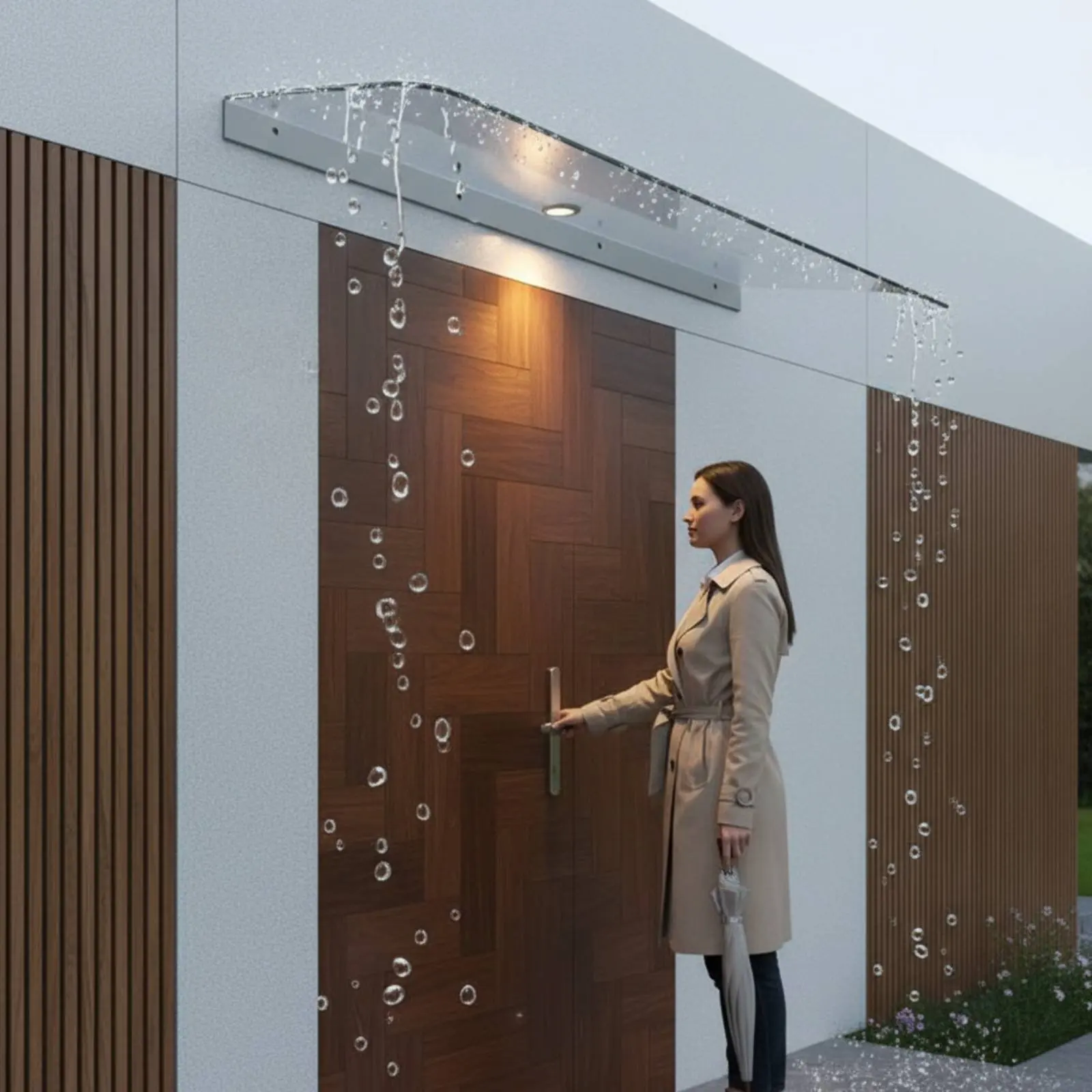 Transparent Awning High See-Through Quality Bracketless Rain Shelter Frameless Door Cover Silent Outdoor Fixture Sturdy Duty