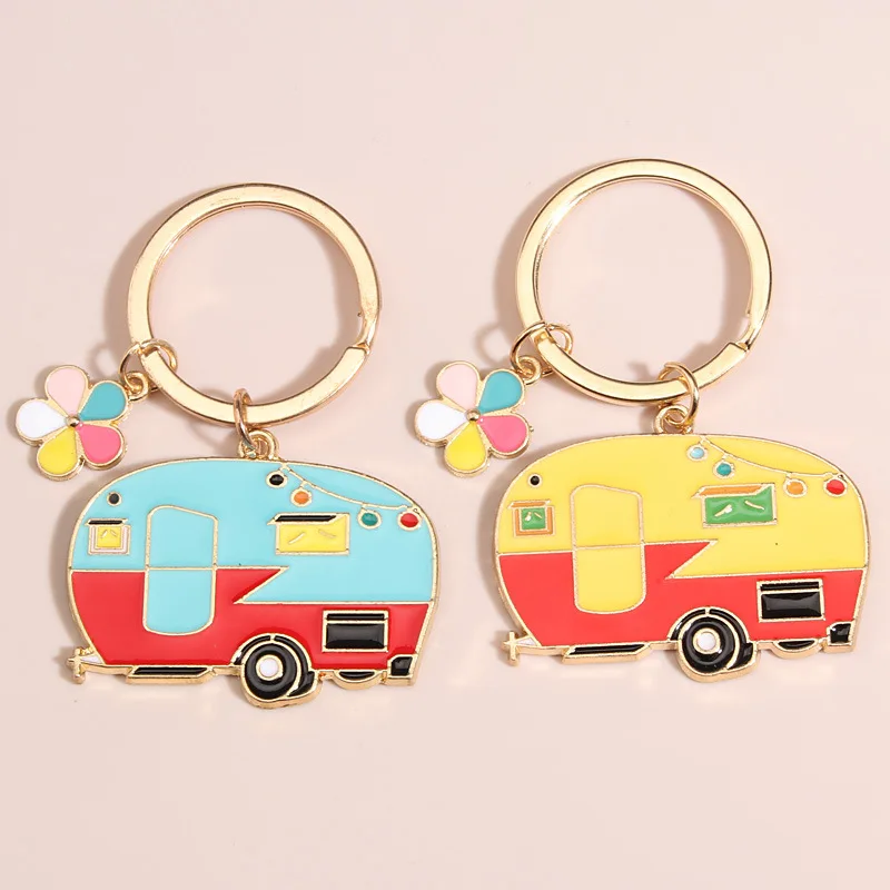 Camper Keychain Happy Rv Camping Key Ring Rv Keychain Couple Set For Men Women Teenagers Travel Trailer Vacation Jewelry Gifts