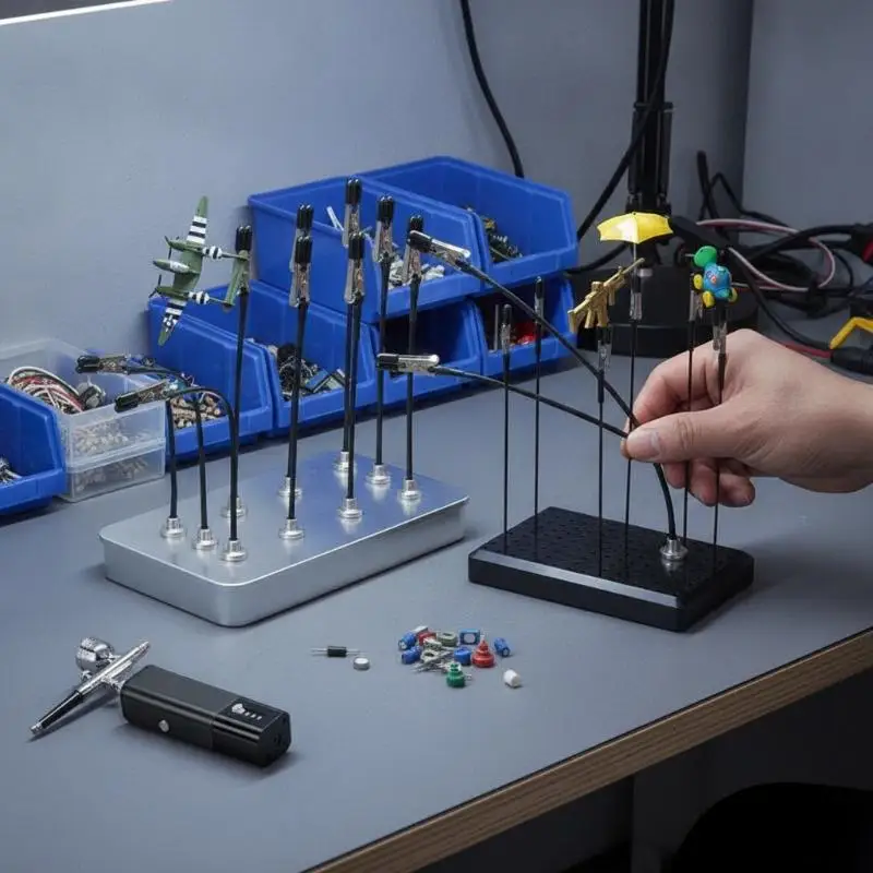 Soldering Third Hand Magnetic Base Flexible Rotating Arms PCB Holder Alligator Clips for Small Parts Welding Hobby Repair Work