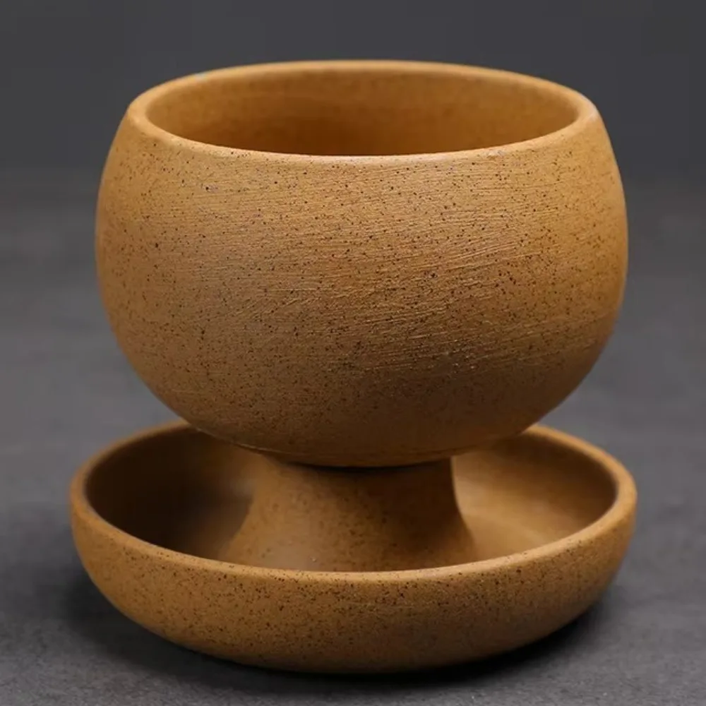 

Coarse Ceramic Round Ceramic Coffee Cup with Saucer Handcrafted Retro Latte Cup 150ML Kiln Glaze Milk Cup Tabletop Drinking