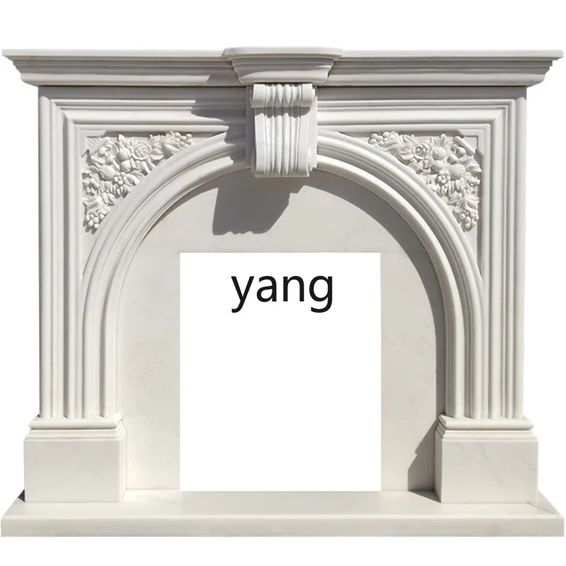 

LMM Marble Fireplace French Arch Interior Cabinet Natural Stone Fireplace