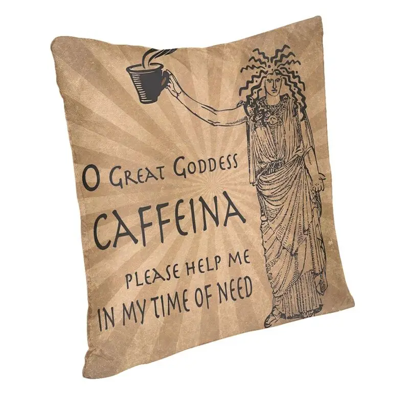 Goddess Of Caffeine Funny Coffee Throw Pillow Case Decoration Custom Square Cushion Cover 40x40 Pillowcover for Living Room