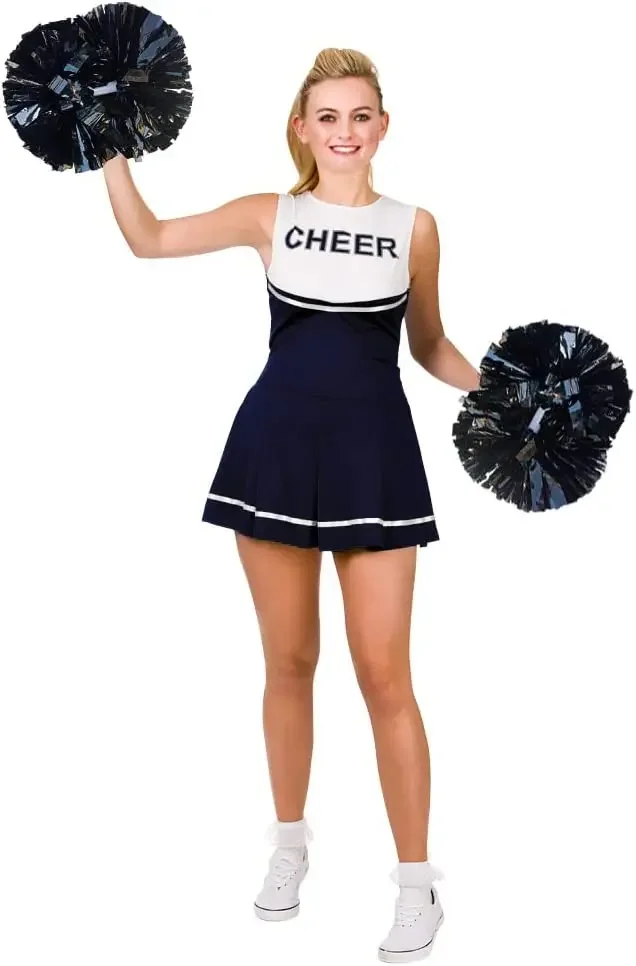 metallic black Cheerleading Pom Poms with Baton Handle for Team Spirit Sports Dance Cheering Kids Adults