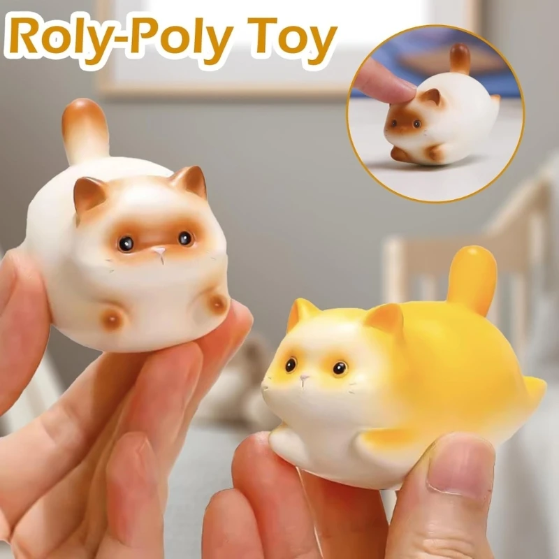 Perfect Gift Rocking Cats Figurines Resin Desk Ornaments Upgrades for Friends Office Decors Stress Relief Fun Decorations B03E