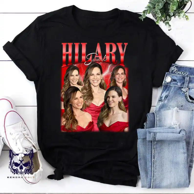 Hilary Swank Bootleg Shirt,  Homage Retro 90s Tshirt, Hilary Swank Fan Tees