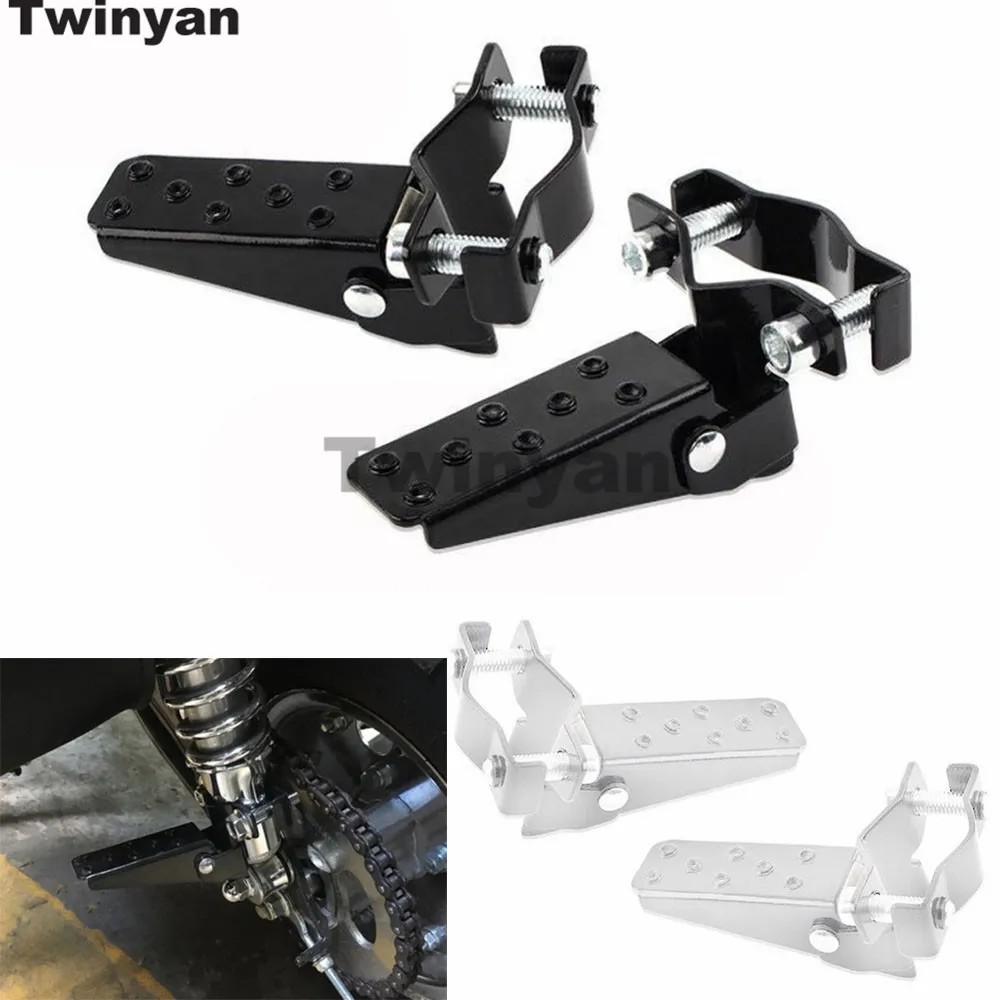 Retro Motorcycle Clamp-on Steel Axle Foldable Foot Step Pegs for BMX Bike Folding Pedal Footrest Footpeg for Aprilla Universal