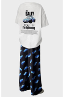 2025 Disney The Cars Lightning McQueen&SALLY Summer T-Shirt With Pajama pants Oversized Suit For Adult/Kids his-and-hers clothes