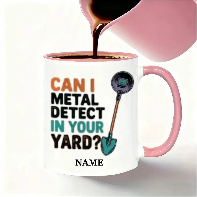 Personalized Metal Detecting Treasure Hunt Mug - Custom Name Coffee Cup - Perfect Birthday & Holiday Gift