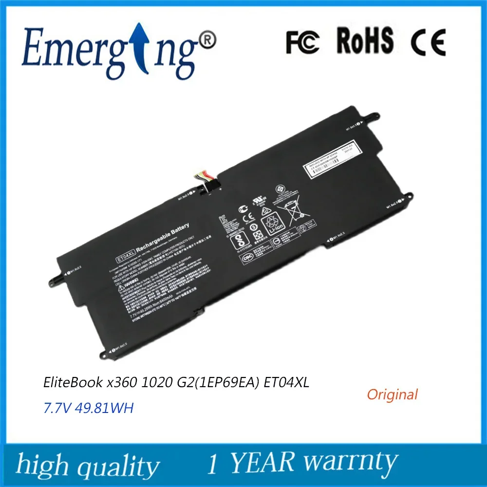 7.7V 49.81Wh Original New Laptop Battery ET04XL For HP EliteBook x360 HSN-I09C Series HSTNN-IB7U ET04049XL 915030-1C1 915191-855