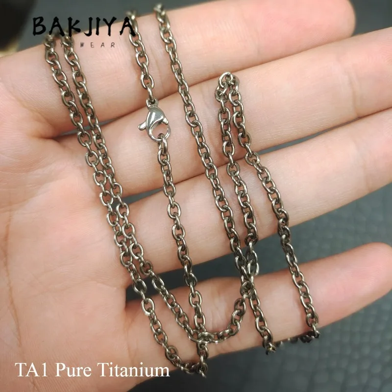 New 3mm Width TA1 Pure Titanium O-Ring Chain Necklace For Women, Lightweight Hypoallergenic DIY Pendant Oval Round Chain Unisex