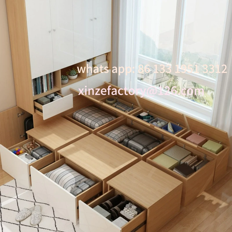 Customizable small apartment tatami bed combination wooden box