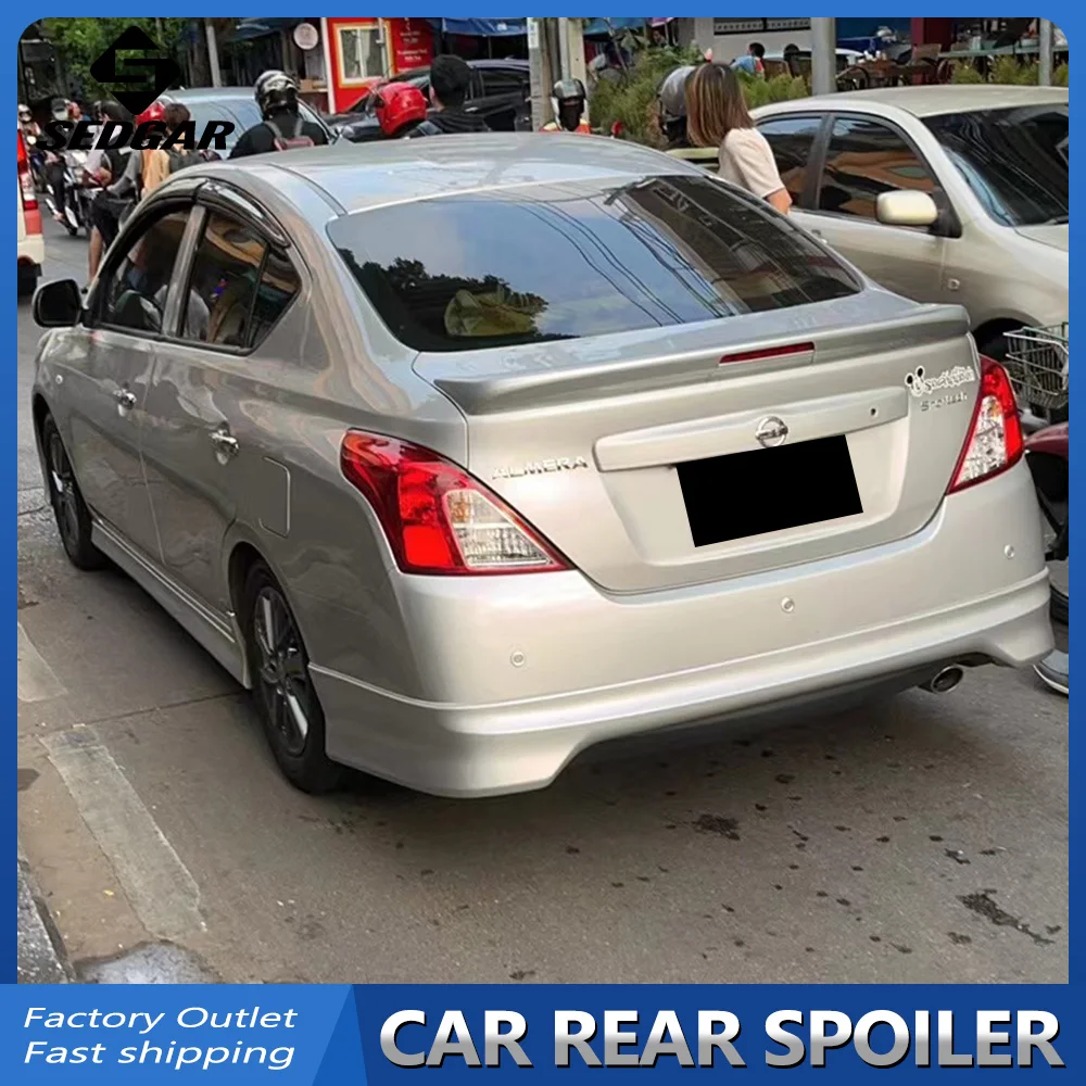 For 2011--2017 Nissan Sunny ALMERA LATIO VERSA with Lights High Quality ABS Plastic Unpainted Spoiler Trunk Boot Wing Spoiler