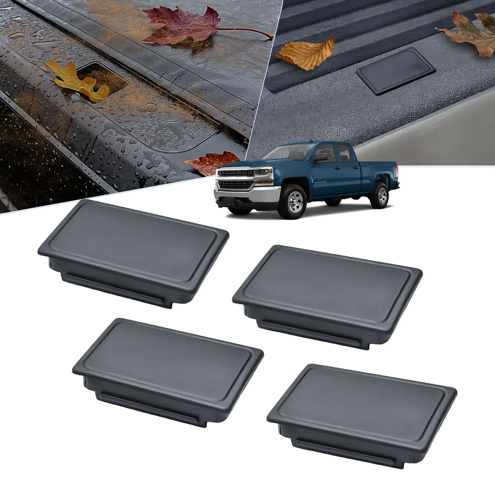 4PCS Truck Bed Rail Stake Cover For 2000-2003 2005 2008-2013 Chevy Silverado BedRail Stake Pocket Plugs Holes Box Accessories