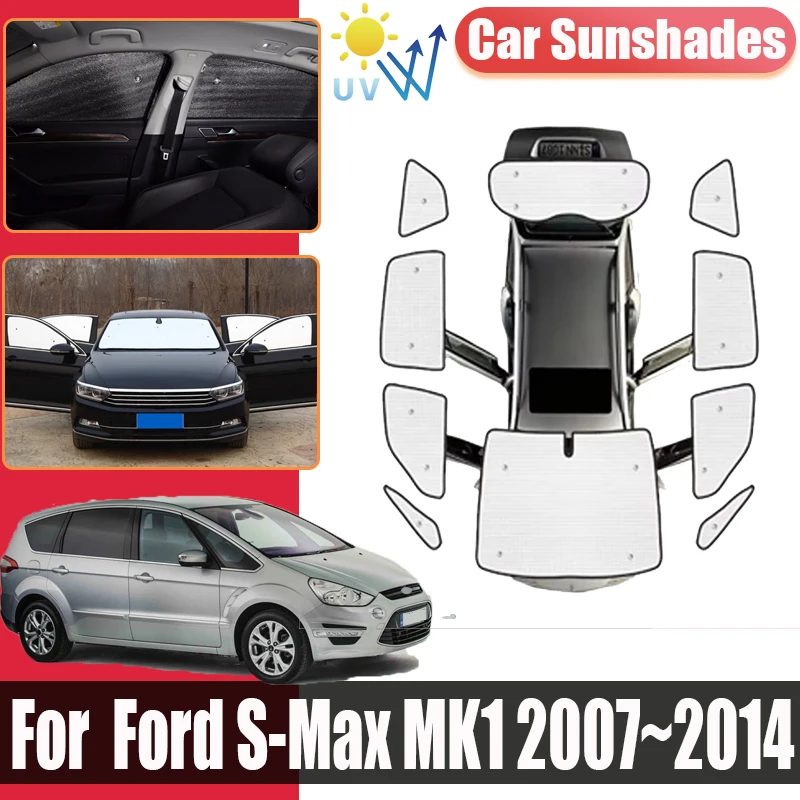 

Для Ford S-Max MK1 2007 2008 2009 2010 2011~2014 Солнцезащитный козырек с полным покрытием, солнцезащитные козырьки для автомобиля, защищающие от ультрафиолета, козырьки, аксессуары