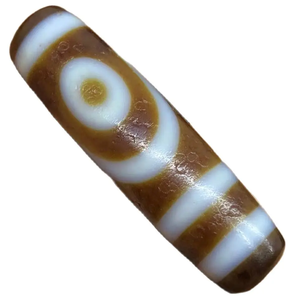 

Nice Tibetan Buddha 2 Eyes Dzi Bead Amulet Nature Agate Vein Tibet Halcedony Lucky Talisman Bring Fortune