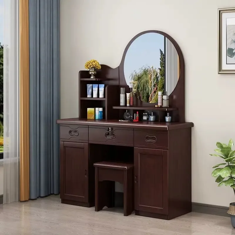 Modern Simple Solid Wood Vintage Style Dresser for Bedroom and Living Room Multifunctional with Locker