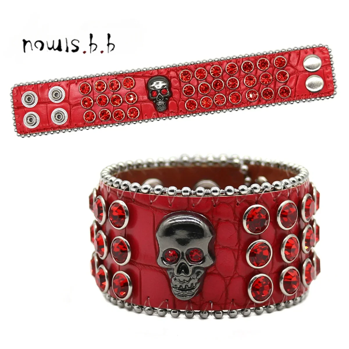 

Men women Bracelets Bangles Handmade Male Gift Jewlery Skull decoration Rhinestones bracelet Stage performance accessories