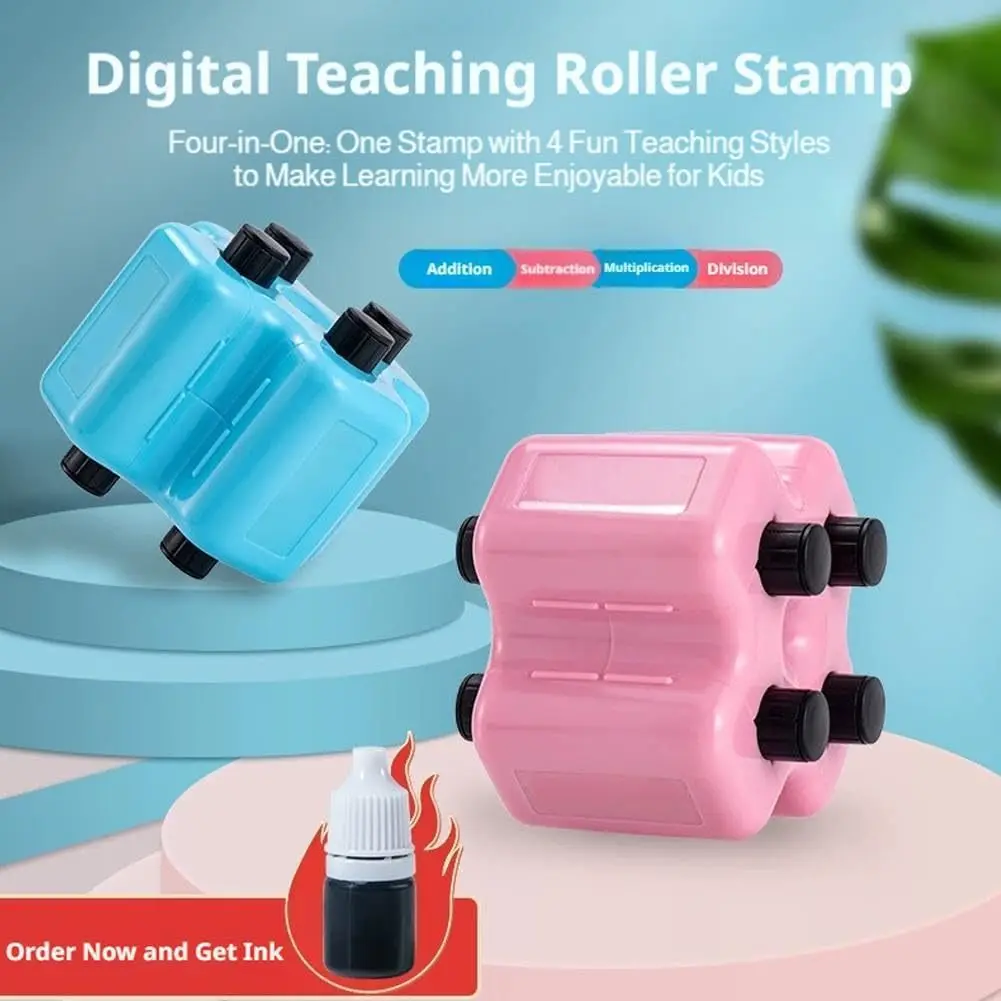 Math Practice Roller Stamp 4 In 1 Fill In The Blank Educational Tool Digital Roller Stamp For Addition Subtraction Gift for Kids