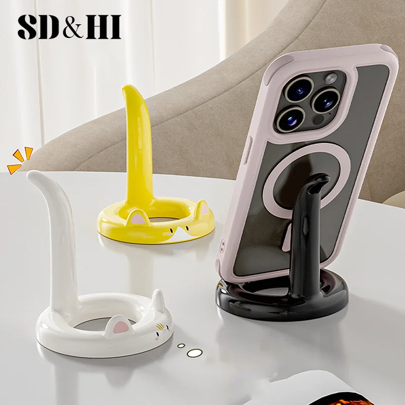

Cartoon Cat Shape Mobile Phone Stand Phone Rack Portable Cute Colorful Lazy Phone Desktop Holder For Cell Phone