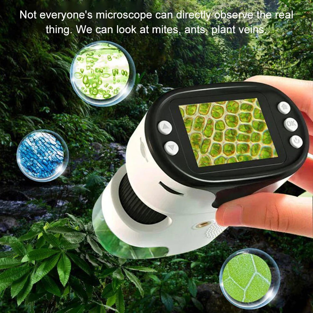 1000X Pocket Microscope Montessori Science Toys Handheld LED Light Biology Magnification Outdoor Students Teaching Gifts Toys