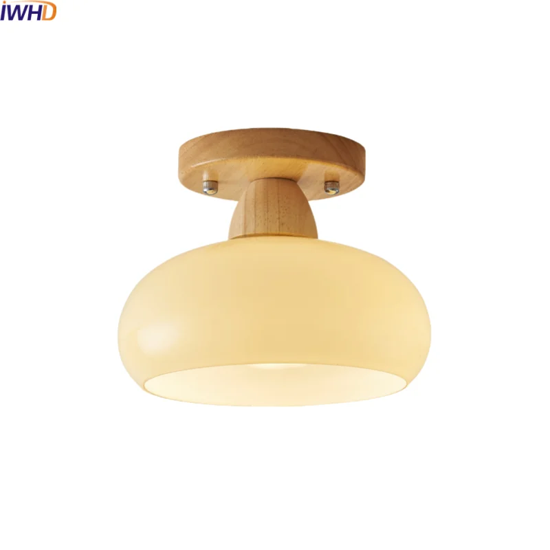 IWHD Modern Style LED Ceiling Lamp Wood Canopy Porch Kitchen Living Room Light Home Decor Modern Ceiling Lights Fixtures Lustres