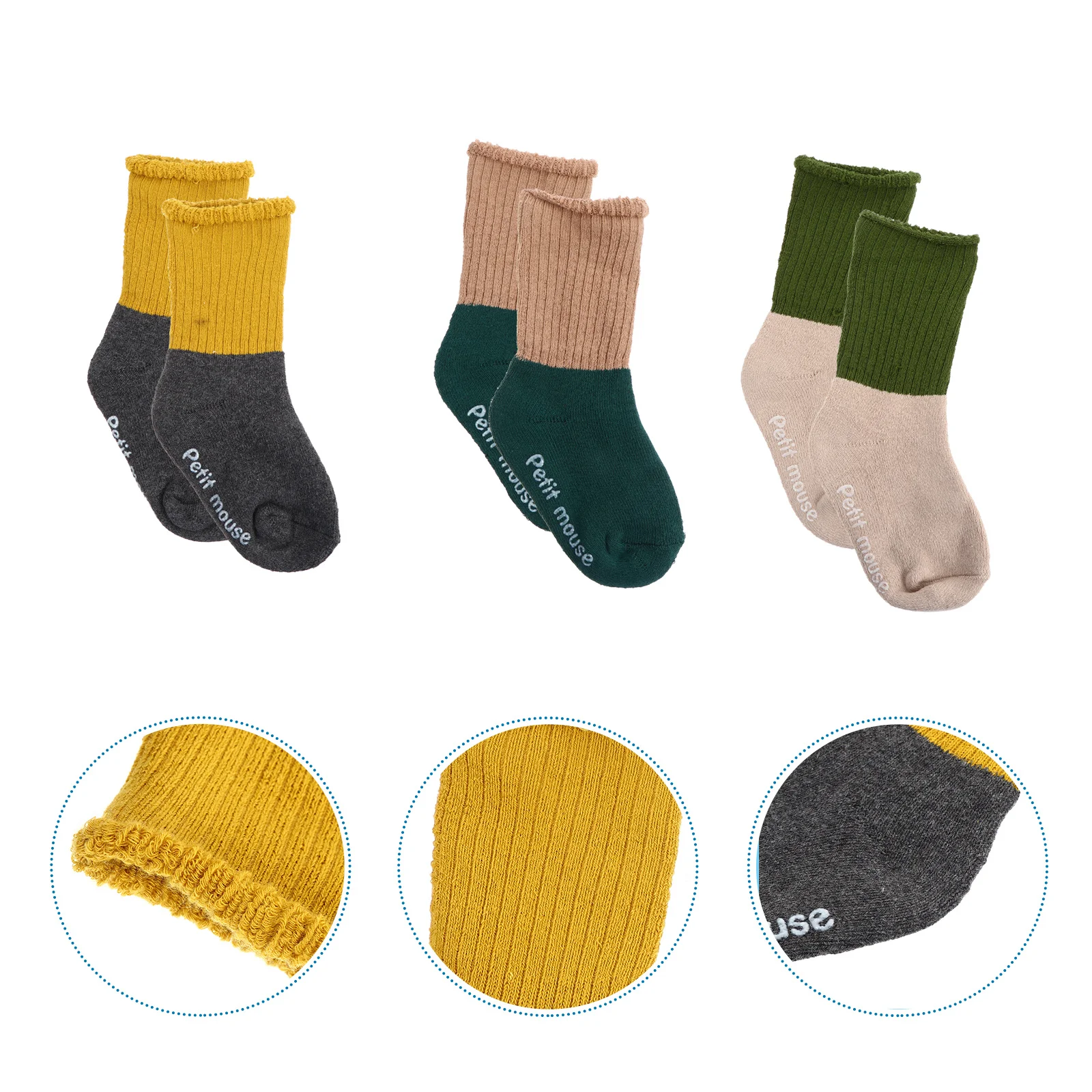 3Pairs Winterkousen Baby Vloersokken Set Antislip Katoenen Baby Warme Sokken Zacht Elastisch Antislip voor Kinderen Winterkousen