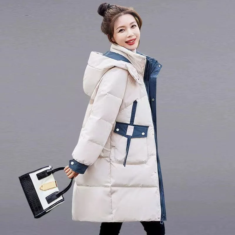 Western Style Eiderdown Cotton-padded Jacket Girls Long Winter 2024 New Fashion Short Explosions Cotton-padded Jacket Thick Coat