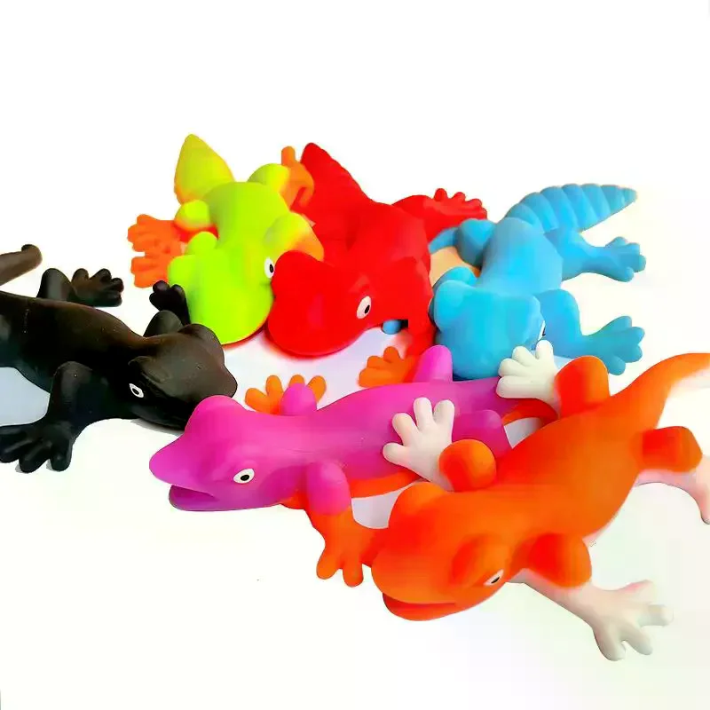 1 pièces Simulation lézard jouets colorés dessin animé TPR extensible lézard jouet doux soulagement du Stress presser Fidget jouet pour les enfants