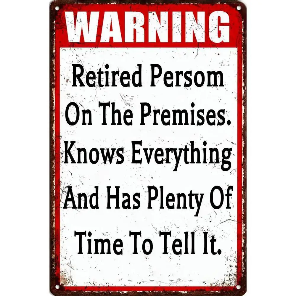 Funny Retirement Warning Sign - Vintage  Retirement Party Decor with Funny Retirement Phrases - Heavy-Duty Poster for Home