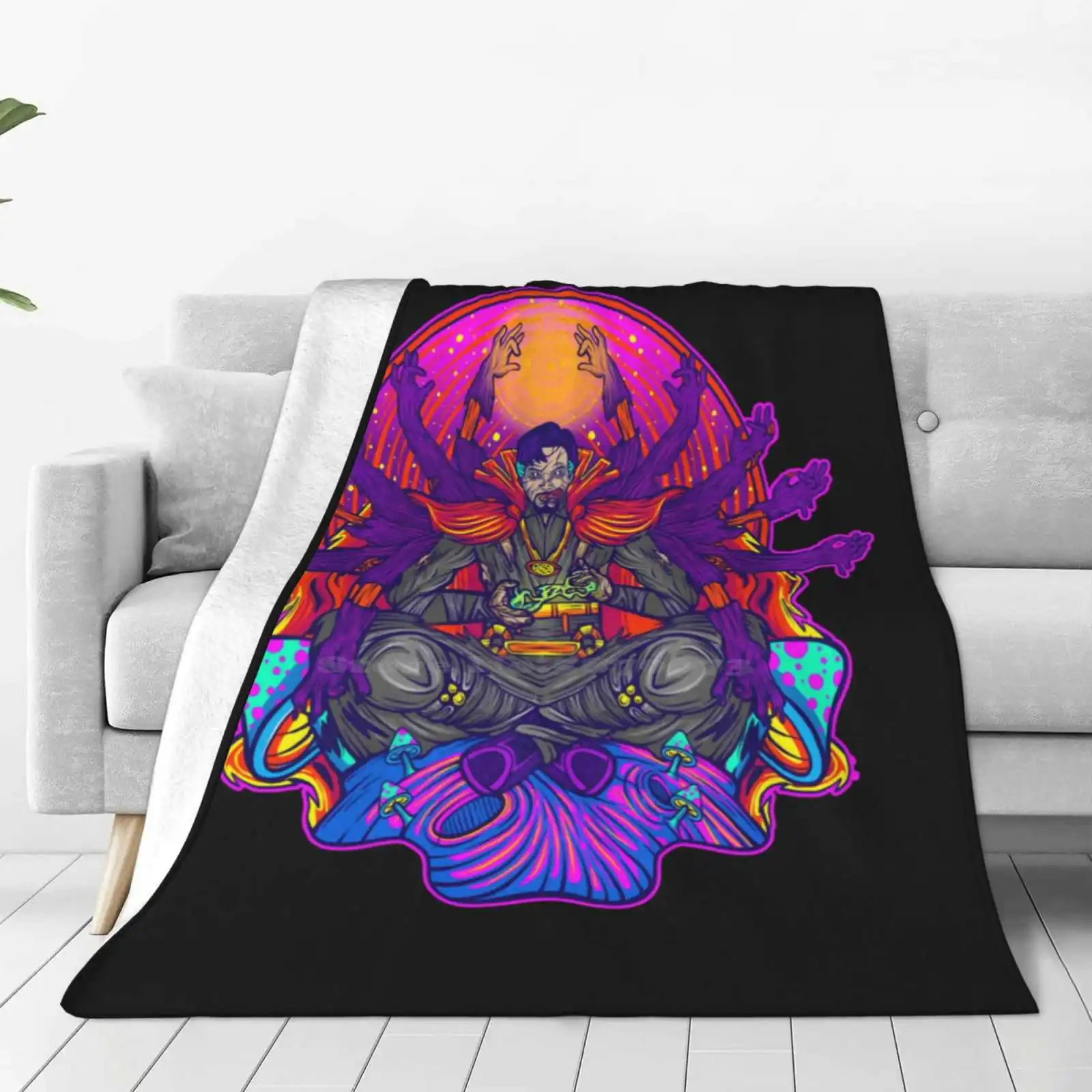 Zombie Dr. Strange From Multiverse Of Madness Trippy Psychadelic Art Soft Warm Light Thin Blanket Dr Strange Doctor Psy Trippy