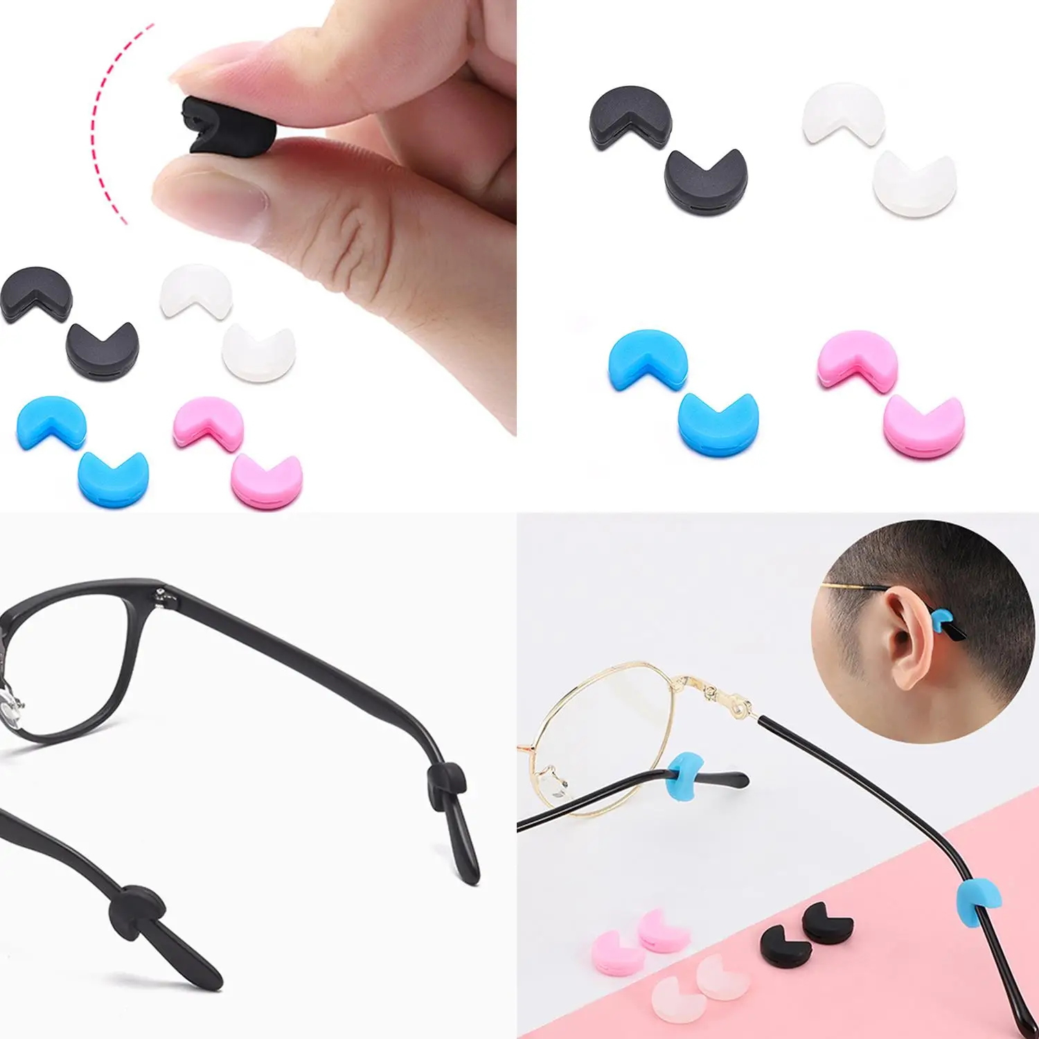 

1 Pair New Arc Silicone Anti Slip Ear Hook Eyeglass Eyewear Accessories Eyeglasses Grip Temple Tip Holder Spectacle Eyeglass